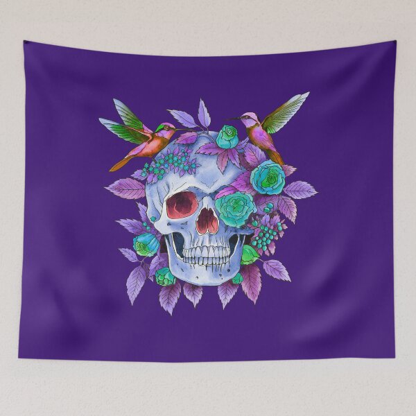 Item preview, skull with birds colorful designed and sold by AngeMNunez.