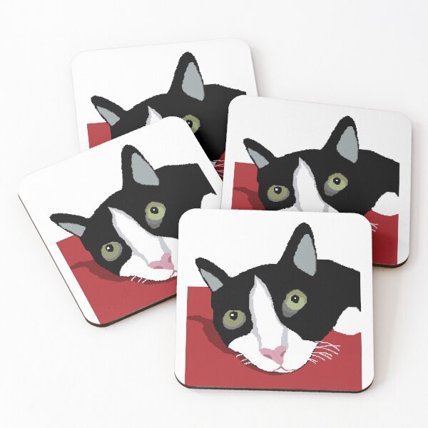 Item preview, Minmincat : tuxedo cat lying on the bed designed and sold by pepechanpixel.
