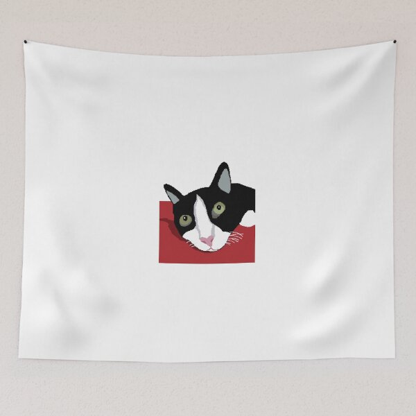Item preview, Minmincat : tuxedo cat lying on the bed designed and sold by pepechanpixel.