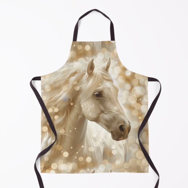 Item preview, White Horse Portrait in Creamy Bokeh Light - equine - gold designed and sold by PICbyFemke.