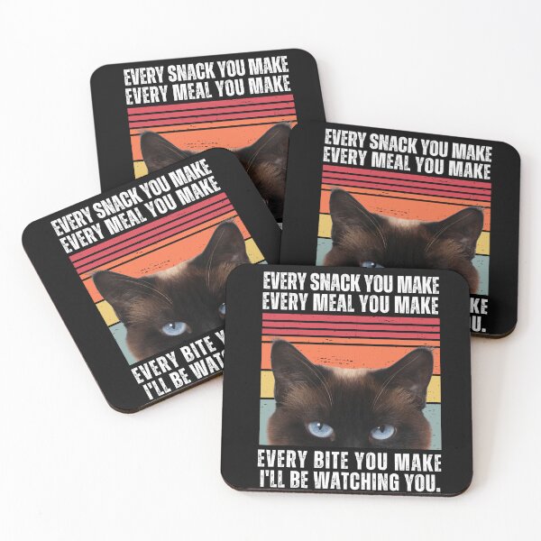 Item preview, Distressed Retro Striped Peeking Siamese Cat - I'll Be Watching You Funny Sticker Quotes designed and sold by CanvasThread.