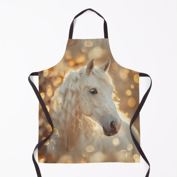 Item preview, Copy of White Horse Portrait in Creamy Bokeh Light - equine - gold designed and sold by PICbyFemke.