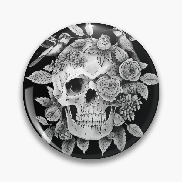 Artikelvorschau, Totenkopf mit Vögeln schwarz entworfen und verkauft von AngeMNunez.