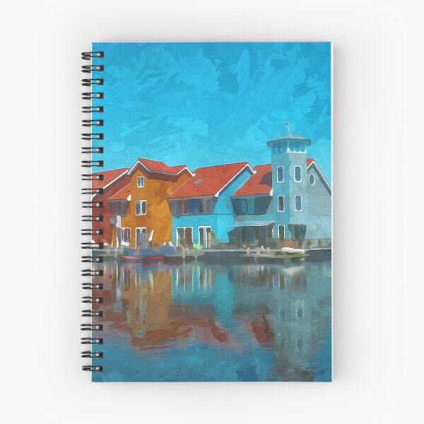 Item preview, Colorful waterfront houses in watercolor designed and sold by Intermundium.