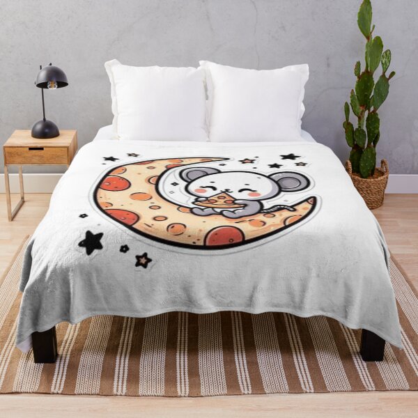 Item preview, Cute mouse eating pizza on the moon designed and sold by Culmika.
