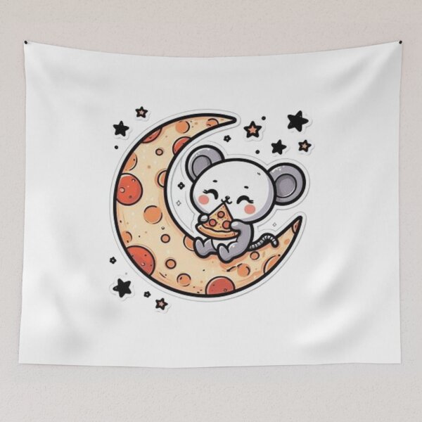 Item preview, Cute mouse eating pizza on the moon  designed and sold by Culmika.