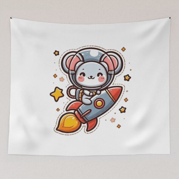 Item preview, Cute mouse flying on rocket  designed and sold by Culmika.