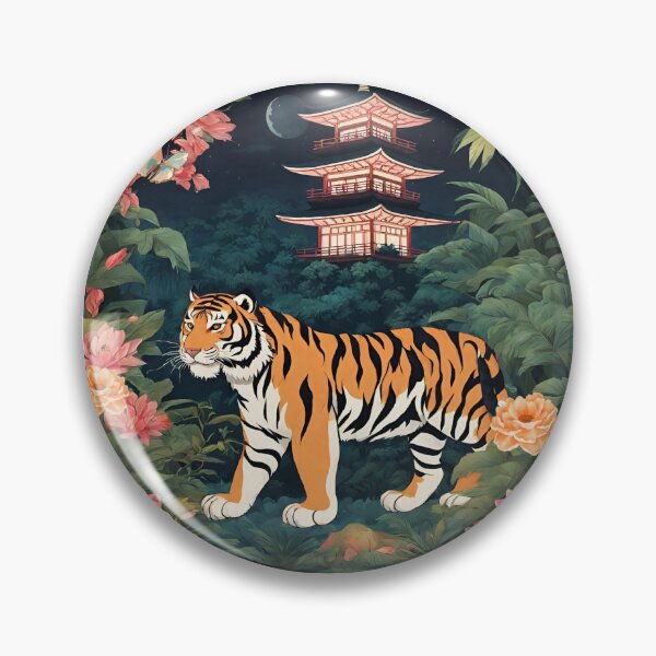 Item preview, Tiger and butterfly, plants, flowers, nature, pagoda, China designed and sold by Sugar Wisdom .