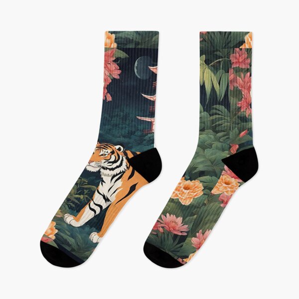 Item preview, Tiger and butterfly, plants, flowers, nature, pagoda, China designed and sold by Sugar Wisdom .