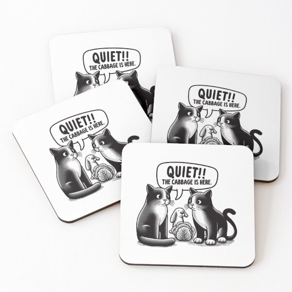 Item preview, Silent Veggies: Cats and Dog Whisper Over Cabbage Illustration designed and sold by BlueGoldArt.