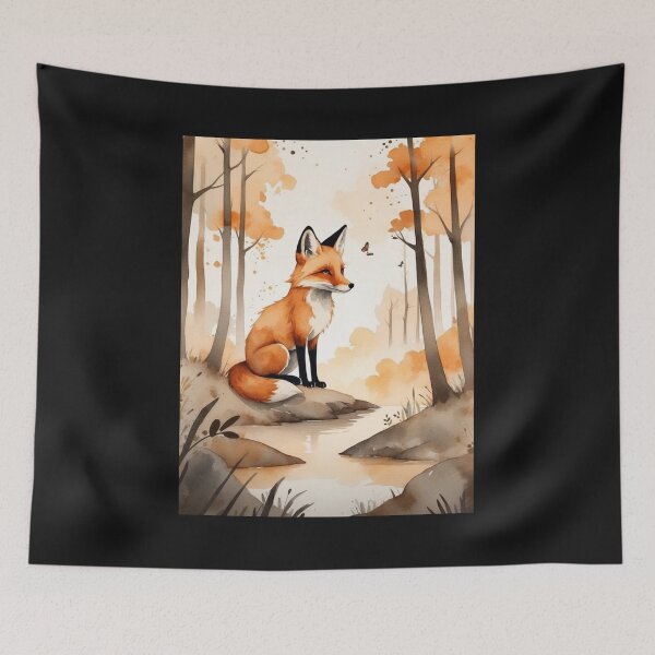 Item preview, Little Fox. Forest in sepia tones. designed and sold by NewtBoo.