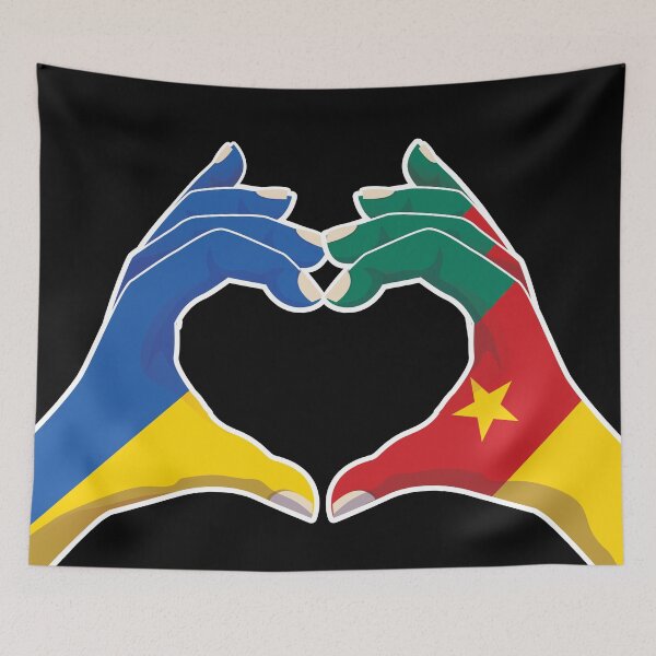Item preview, Cameroon Cameroonian Ukraine Ukrainian Love Heart Peace designed and sold by FlagX.