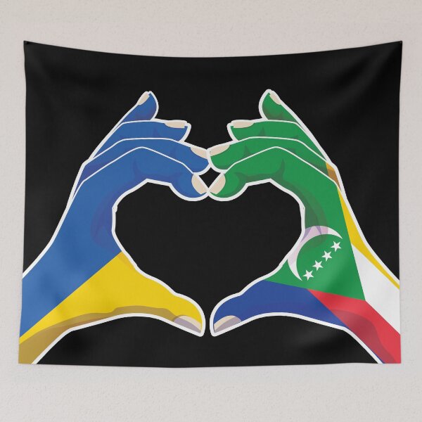 Item preview, Comoros Comorian Ukraine Ukrainian Love Heart Peace designed and sold by FlagX.