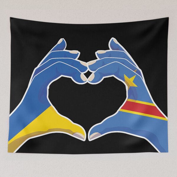 Item preview, Congo Congolese Ukraine Ukrainian Love Heart Peace designed and sold by FlagX.