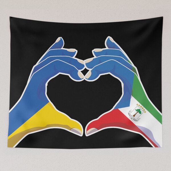Item preview, Equatorial Guinea Equatoguinean Ukraine Ukrainian Love Heart Peace designed and sold by FlagX.