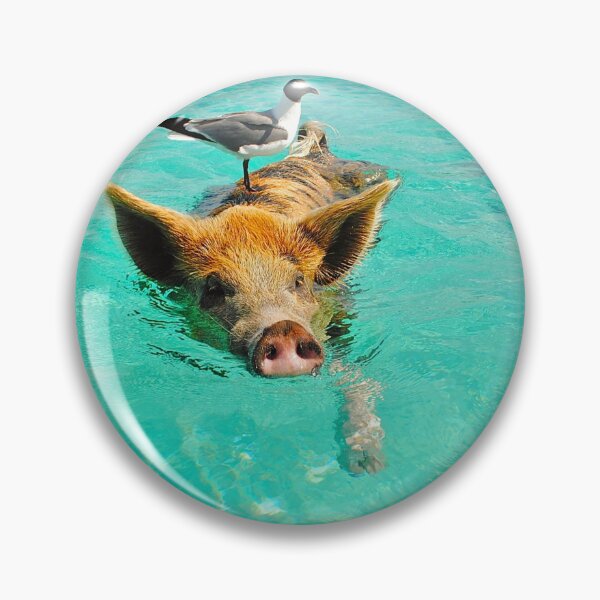 Item preview, Bird on Pig Swimming in Blue Water designed and sold by ShopJoel.