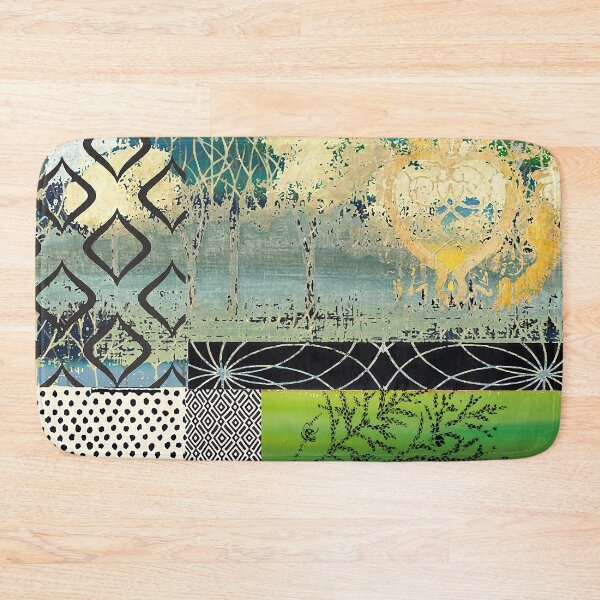 Item preview, Beginning Abstract Patchwork Collage, Orange, Black, Green, Gold designed and sold by Sheree Burlington.