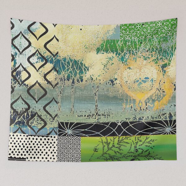 Item preview, Beginning Abstract Patchwork Collage, Orange, Black, Green, Gold designed and sold by Sheree Burlington.