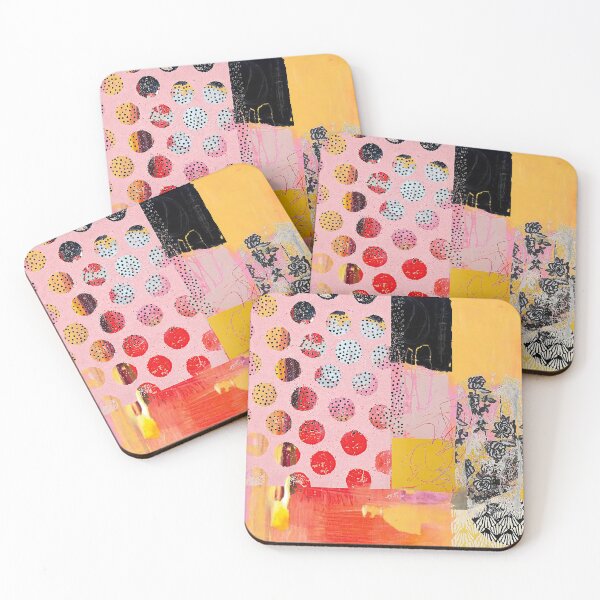 Item preview, Dot View Abstract Collage, Pink, Red, Yellow, Black & White designed and sold by Sheree Burlington.