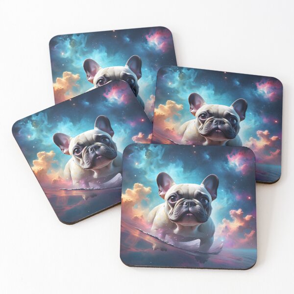 Item preview, French Bulldog Swimming in space fantasy art pic designed and sold by PineappleBlend.