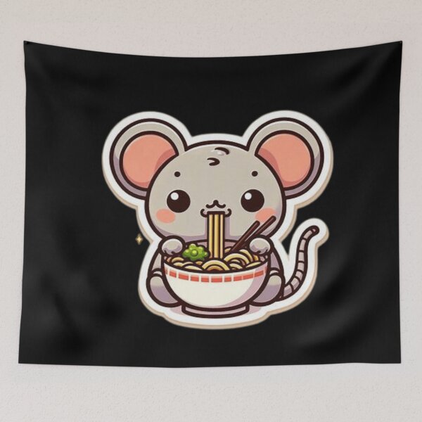 Item preview, Cute mouse eating ramen  designed and sold by Culmika.