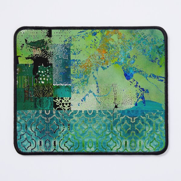 Item preview, Damask Fields Abstract Collage, Teal, Turquoise, Sage, Navy designed and sold by Sheree Burlington.