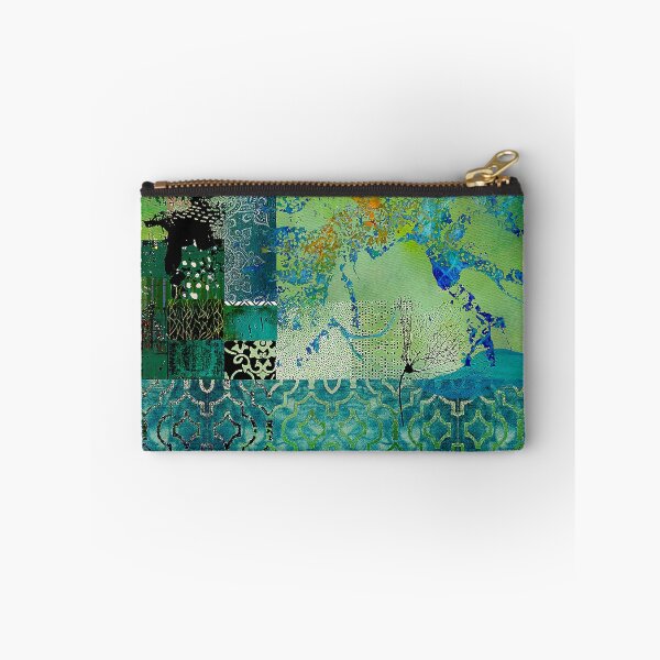 Item preview, Damask Fields Abstract Collage, Teal, Turquoise, Sage, Navy designed and sold by Sheree Burlington.