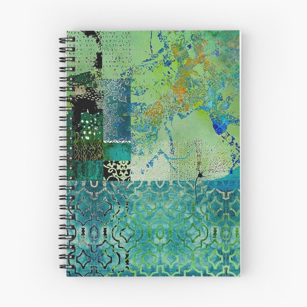 Item preview, Damask Fields Abstract Collage, Teal, Turquoise, Sage, Navy designed and sold by Sheree Burlington.