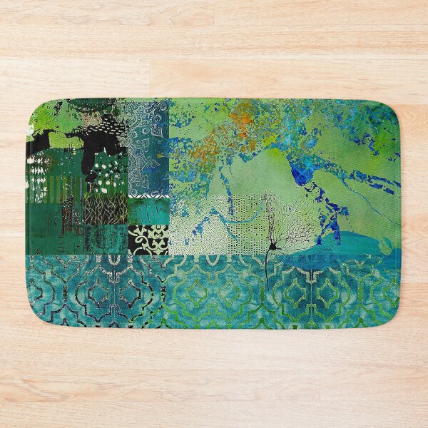 Item preview, Damask Fields Abstract Collage, Teal, Turquoise, Sage, Navy designed and sold by Sheree Burlington.