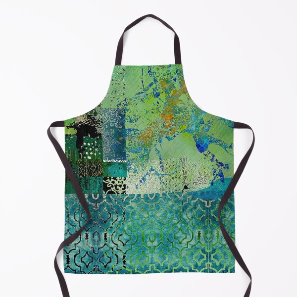 Item preview, Damask Fields Abstract Collage, Teal, Turquoise, Sage, Navy designed and sold by Sheree Burlington.