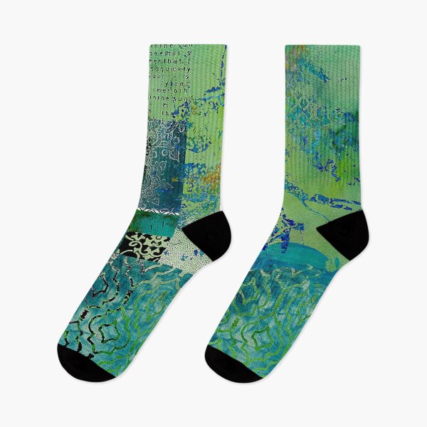 Item preview, Damask Fields Abstract Collage, Teal, Turquoise, Sage, Navy designed and sold by Sheree Burlington.