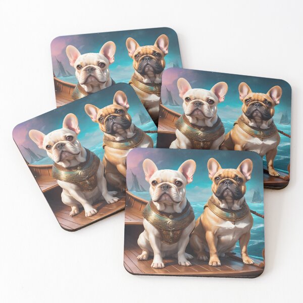 Item preview, French Bulldogs on a ship fantasy art pic 2 designed and sold by PineappleBlend.