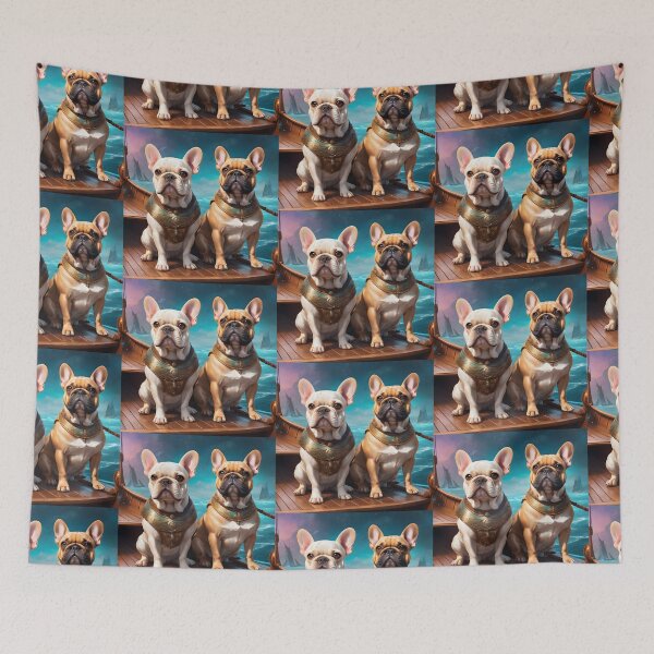 Item preview, French Bulldogs on a ship fantasy art pic 2 designed and sold by PineappleBlend.