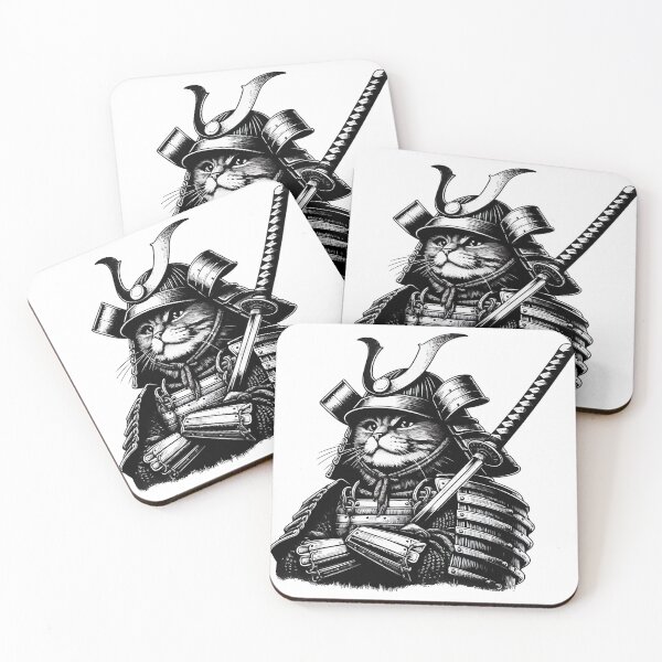 Item preview, Cool Cat Samurai Portrait Ninja Japan Art designed and sold by TomFrontierArt.