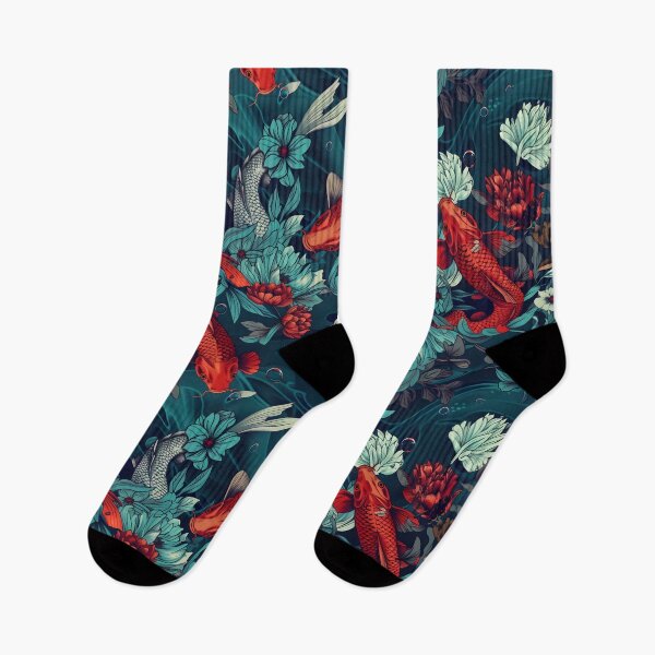 Artikelvorschau, Rubinroter Koi im jadegrünen-saphierblauen Meer entworfen und verkauft von TextImageQueens.