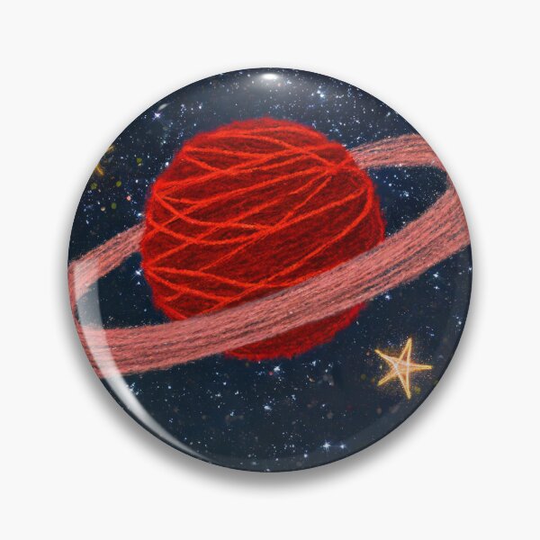 Aperçu de l'œuvre Saturn made with a fiery red yarn in the night sky with stars made of Wollen threads créée et vendue par quantum X.