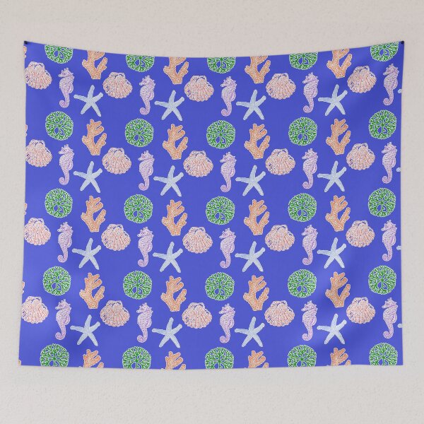 Item preview, Coral & Reef: Undersea Advocates: Marine Life Pattern on Bright Blue designed and sold by IraNiva.