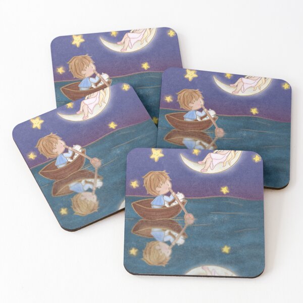 Item preview, moon, kid, boat, night, cute, kitty, designed and sold by somishii.