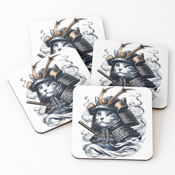 Item preview, Cool Retro Cat Samurai Portrait Ninja Japan Art designed and sold by TomFrontierArt.