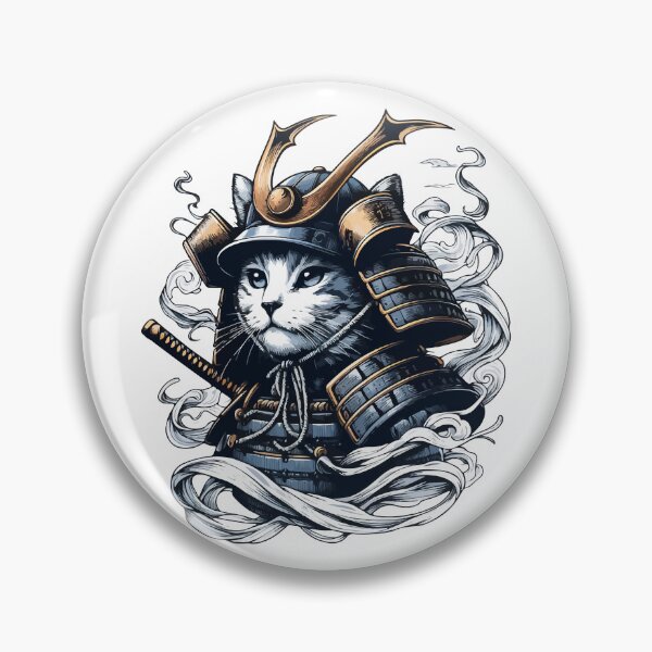 Item preview, Cool Retro Cat Samurai Portrait Ninja Japan Art designed and sold by TomFrontierArt.