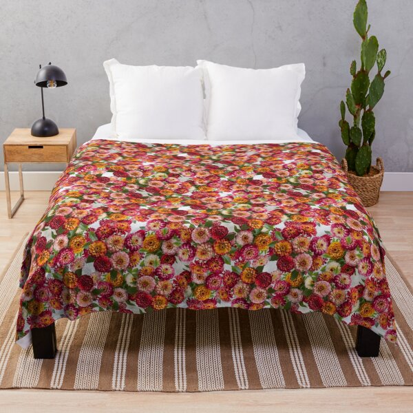 Item preview, Red and Orange Zinnia floral Seamless Pattern design designed and sold by Petalandfur.