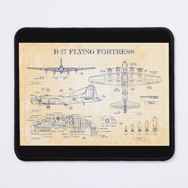 Item preview, B-17 Flying Fortress (Old Blue Grid- Horizontal) designed and sold by BGALAXY.