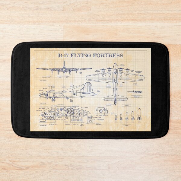 Item preview, B-17 Flying Fortress (Old Blue Grid- Horizontal) designed and sold by BGALAXY.