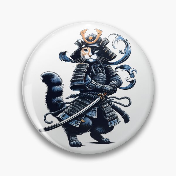 Item preview, Cool Retro Cat Samurai Portrait Ninja Japan Art designed and sold by TomFrontierArt.