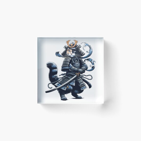 Item preview, Cool Retro Cat Samurai Portrait Ninja Japan Art designed and sold by TomFrontierArt.