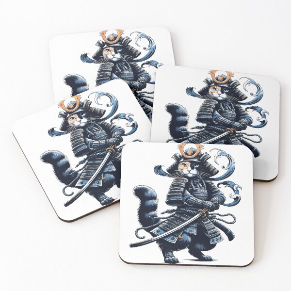 Item preview, Cool Retro Cat Samurai Portrait Ninja Japan Art designed and sold by TomFrontierArt.