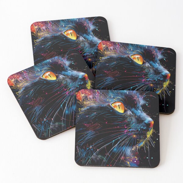Item preview, Art of colorful black cat designed and sold by aivisionsart.