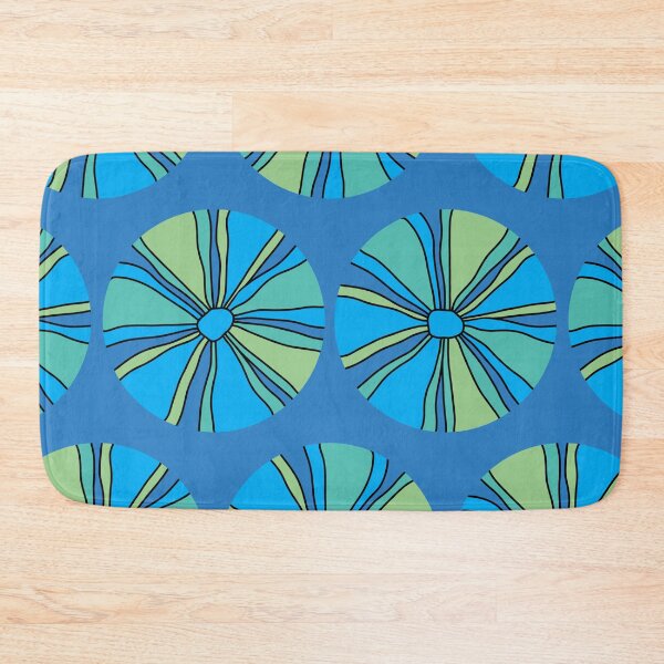 Item preview, Modern blue and green flower on blue  designed and sold by MarySchwindt.