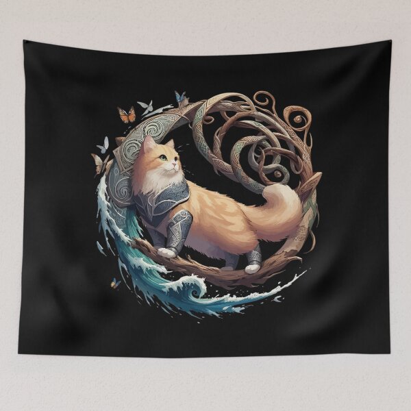 Item preview, Cute Viking Cat Norse Mythology Celtic Knot designed and sold by TomFrontierArt.