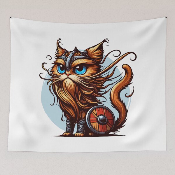 Item preview, Funny Viking Warrior Cat Norse Mythology Cartoon Portrait designed and sold by TomFrontierArt.